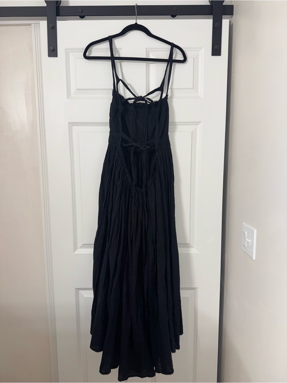 ASOS DESIGN strappy midi skater sundress in textured stripe black